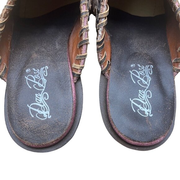 Dan Post Women’s Pink Leather Distressed Studded Western Mule Clogs 7.5M - Picture 4 of 8